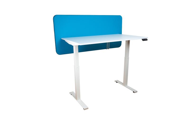 Elektromosan emelhető asztal alumínium színű lábszerkezettel, 160 cm, fehér asztallap