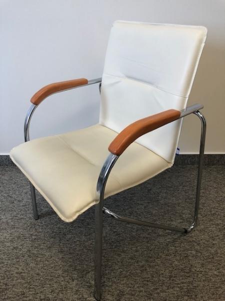 Fa karfás tárgyaló szék bézs műbőr