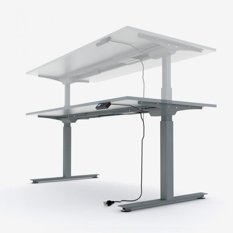 Elektromosan emelhető asztal alumínium lábszerkezettel, 140 cm, dió asztallap