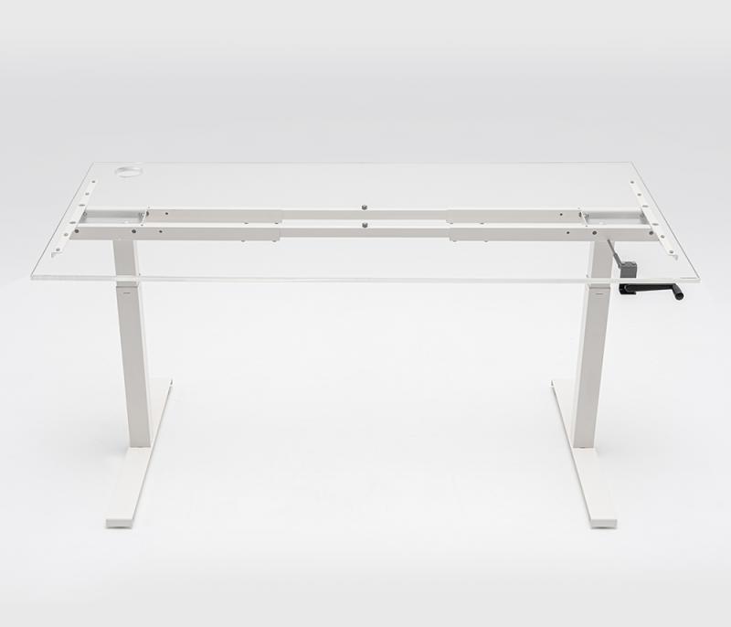 ErgoMan manuálisan emelhető asztal, antracit lábszerkezettel, 140 cm, juhar asztallap
