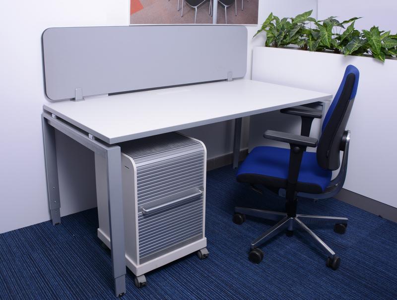 DVO GAP fehér emelhető íróasztal, szürke élfóliával - 160 x 80 cm