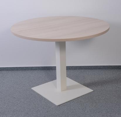 Tölgy színű kerek tárgyaló asztal - 4 főre 100 cm átmérővel oszlop lábbal