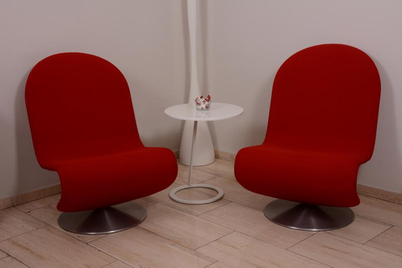 Verpan design fotel - piros színben